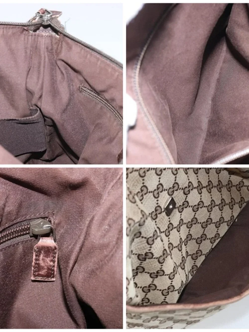GUCCI GG Canvas Shoulder Bag Beige Silver 145857 Auth ka3527